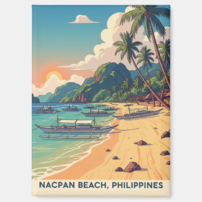 Nacpan Beach Philippines Travel Magnet (Front)