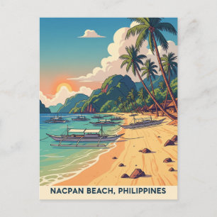 Nacpan Beach Philippines Travel Postcard