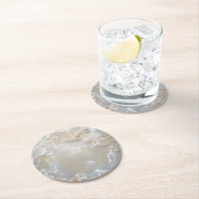 Nacre Pearl Nature Pattern Round Paper Coaster (Insitu)