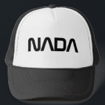NADA funny space agency parody trucker hat<br><div class="desc">NADA funny space agency parody trucker hat. Cool baseball cap in custom colours with futuristic typography.</div>