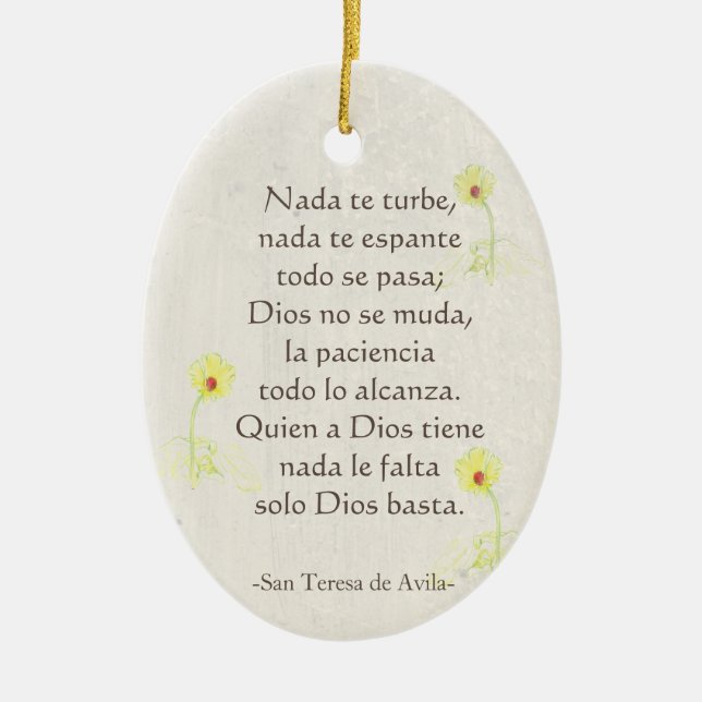 "Nada te turbe" San Teresa di Avila Ceramic Tree Decoration (Front)