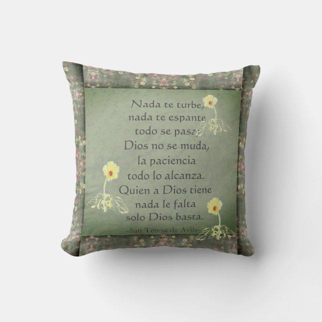 "Nada te turbe" St Teresa of Avila Prayer Cushion (Front)