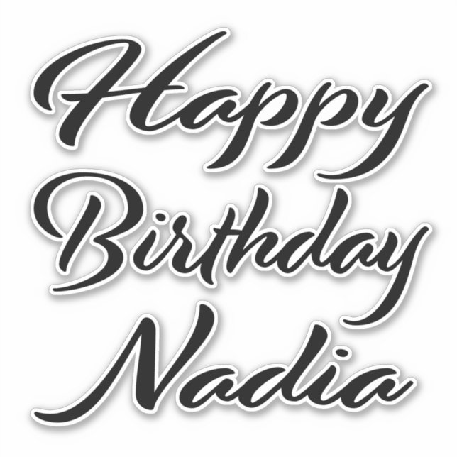 Nadia name first name black Sticker birthday (Front)