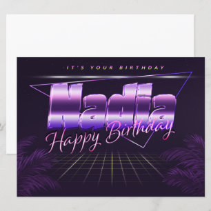 Nadia Name Vorname lila retro Karte Geburtstag Card