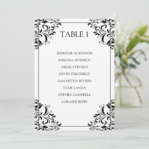 Nadine Seating Chart Table List Card   Black