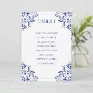 Nadine Seating Chart Table List Card   Royal Blue
