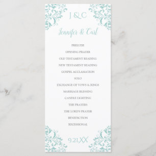 Nadine Wedding Program   Tall (Light Turquoise) Programme