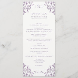 Nadine Wedding Program - Tea-length -Lavender Programme