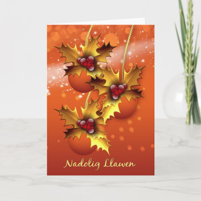 Nadolig Llawen, Welsh For Happy Christmas, Stylish Holiday Card (Front)