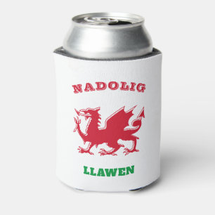 Nadolig Llawen Welsh Merry Christmas Simple Celtic Can Cooler