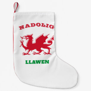 Nadolig Llawen Welsh Merry Christmas Simple Celtic Small Christmas Stocking