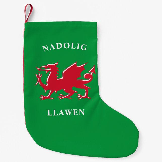 Nadolig Llawen Welsh Simple Celtic Merry Christmas Small Christmas Stocking (Front)