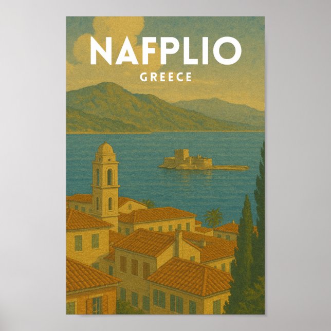 Nafplio Greece Vintage Journey Poster (Front)