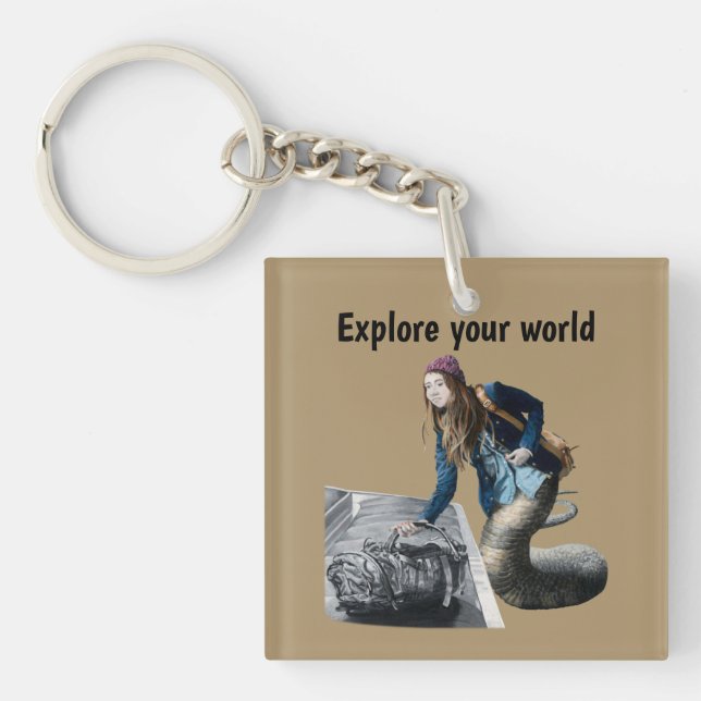 Naga Explorer World Travel Fantasy Keychain (Front)