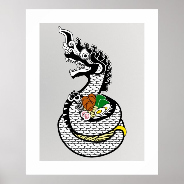 Naga Ramen Thai Japan Fusion Food Fantasy Wall Art (Front)
