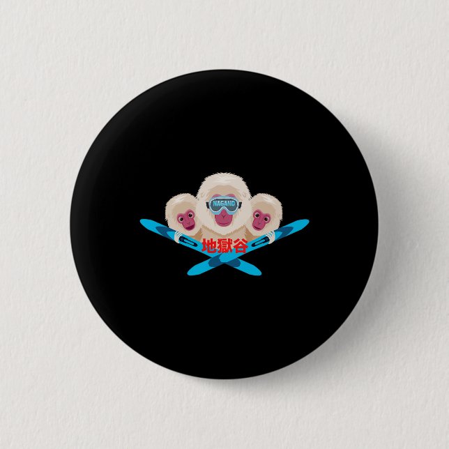 Nagano Skier  6 Cm Round Badge (Front)