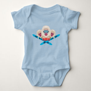 Nagano Skier, Japanese Art Baby Bodysuit
