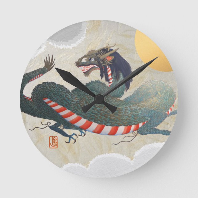 Nagasaki Dragon Round Wall Clock (Front)