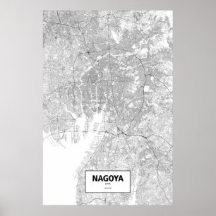 Nagoya, Japan (black on white) Poster