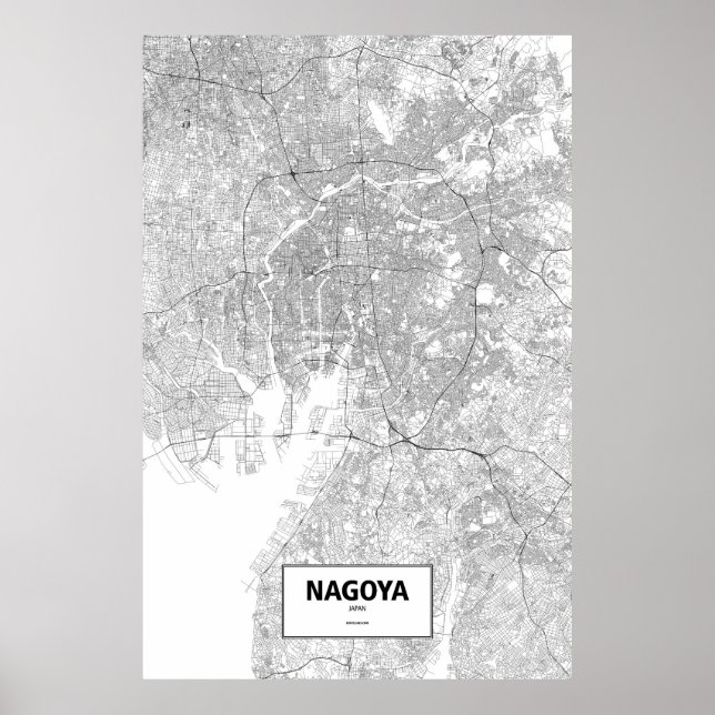 Nagoya, Japan (black on white) Poster (Front)