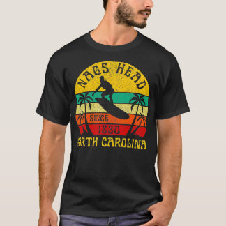 Nags Head Beach North olina Surfing Surfer Ocean V T-Shirt