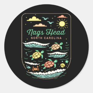 Nags Head Nc Cute Beach Vacation Sea Turtle Lover  Classic Round Sticker