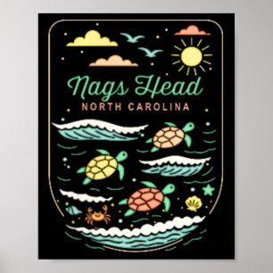 Nags Head Nc Cute Beach Vacation Sea Turtle Lover  Poster