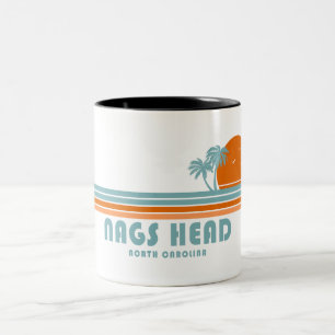 Nags Head North Carolina Sun Palm Trees Two-Tone Coffee Mug