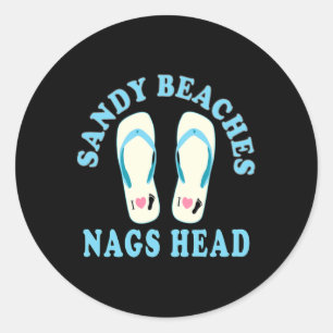 Nags Head Vacation Sandy Beaches I Heart Flip Flop Classic Round Sticker