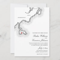 Nahant MA Map Elegant Black and White Wedding