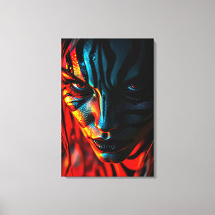 Nahaufnahme: Frau mit Zebramuster im Gesicht Canvas Print
