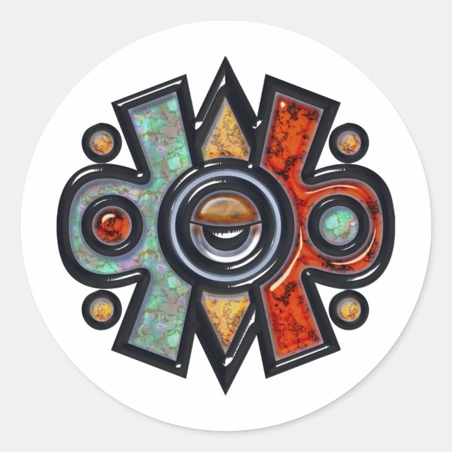 Nahui Ollin Classic Round Sticker (Front)