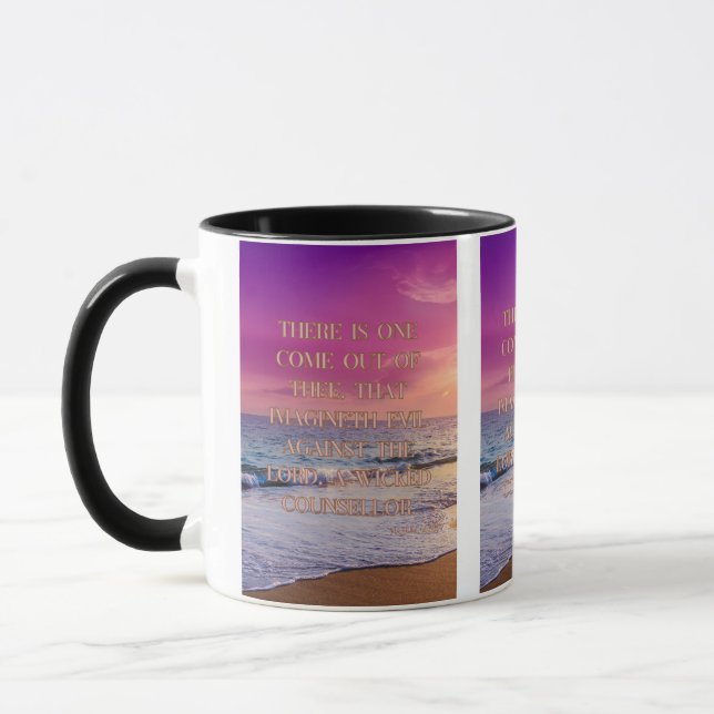 Nahum 1:11 KJV Bible Verse Christian Scripture Pic Mug (Left)