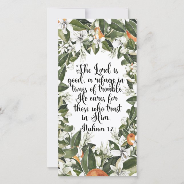 Nahum 1:7, Watercolor Bible verse bookmark (Front)