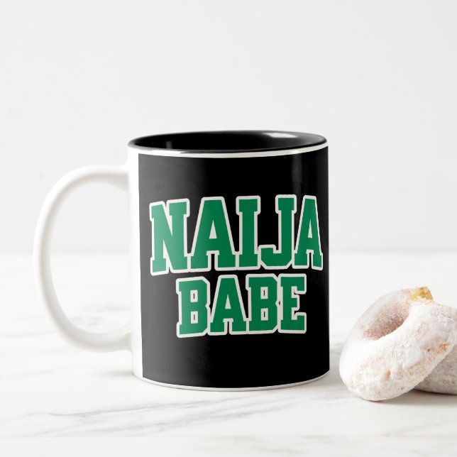 Naija Babe — Nigerian Pride  Two-Tone Coffee Mug (With Donut)