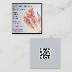 Nail Art Beauty Salon Manicure Specialist qr code Square Business Card