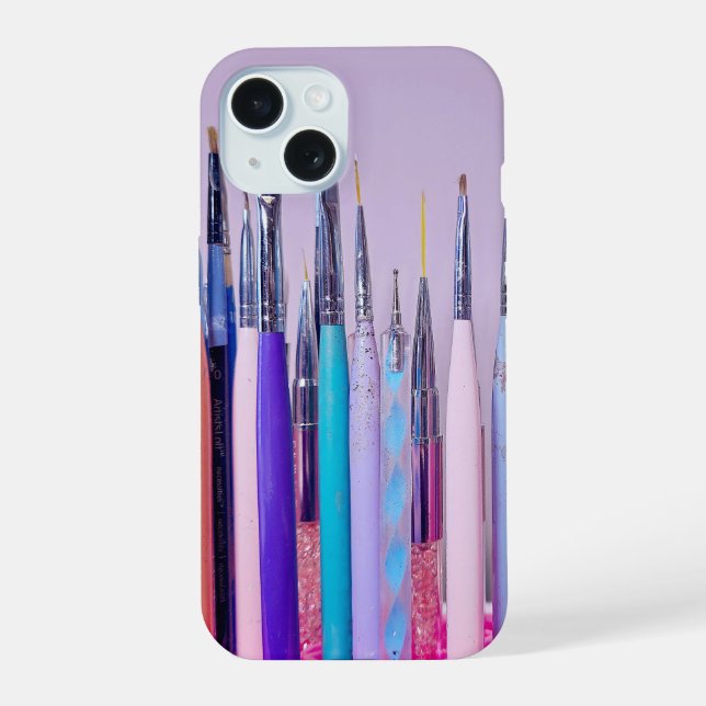 Nail Art Brush Collection iPhone 15 Case (Back)