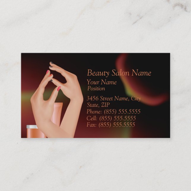 Nail Art Cosmetic Salon Business Card (Front)