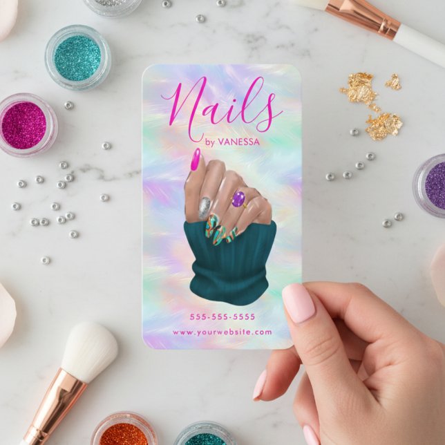 Nail Art Studio Stylish Opal Manicurist Artist Business Card (Creator Uploaded)