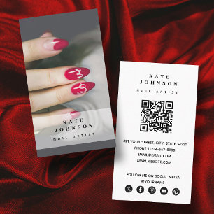 Nail Artist Beaty Salon Manicure Photo QR Code  Business Card