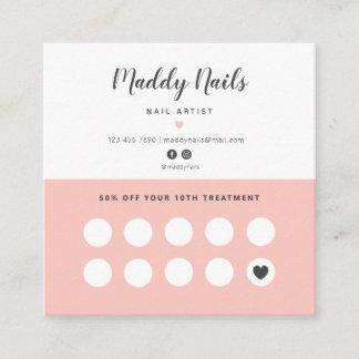 Nail Artist Business Cards, Nail Loyalty Cards