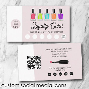 Nail Artist Business Logo QR Code Loyalty  Business Card