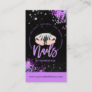Nail artist diamond logo glitter nail shop & salon business card
