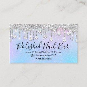 Nail Artist Drips Holographic Diamond Business Card