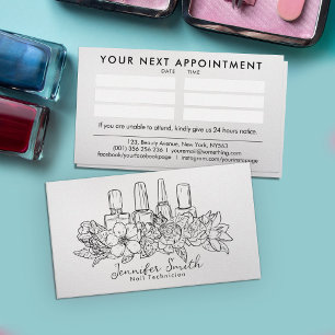 Nail Artist - floral line art illustration Business Card