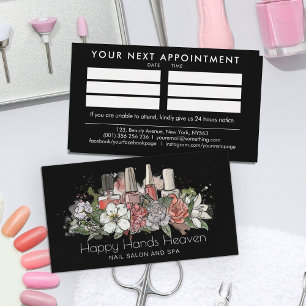 Nail Artist - floral line art illustration Business Card