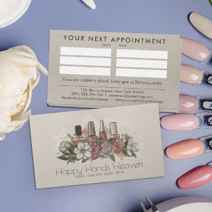 Nail Artist - floral watercolor art illustration Business Card