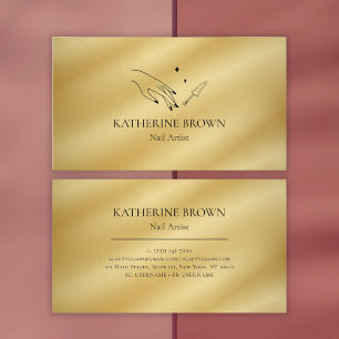 Nail Artist Gold Professional Beauty Salon Business Card