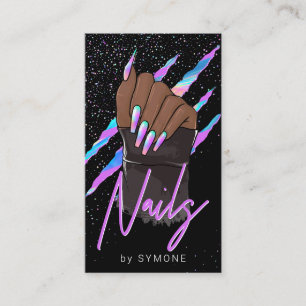 Nail Artist Holographic Modern Glam Business Card