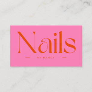 Nail Artist Hot Pink Red Typography Business Card